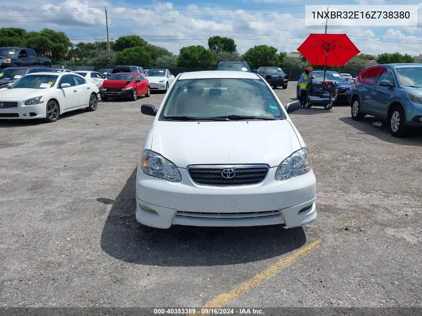 2006 Toyota Corolla Ce/Le/S VIN: 1NXBR32E16Z738380 Lot: 40353389