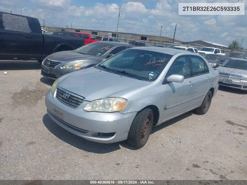 2006 Toyota Corolla Le VIN: 2T1BR32E26C593335 Lot: 40360616