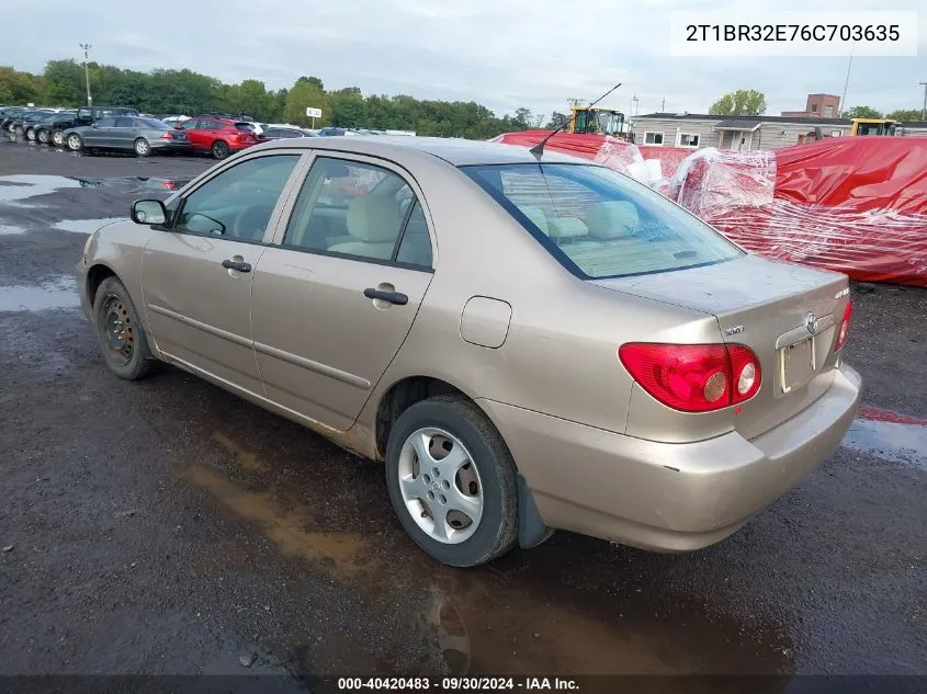 2006 Toyota Corolla Ce/Le/Sport VIN: 2T1BR32E76C703635 Lot: 40420483