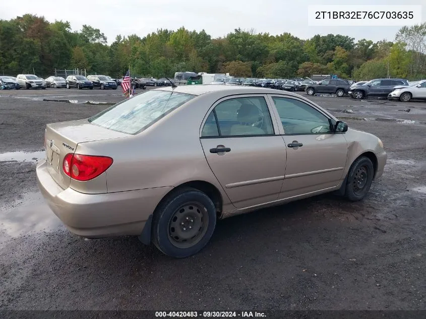 2006 Toyota Corolla Ce/Le/Sport VIN: 2T1BR32E76C703635 Lot: 40420483