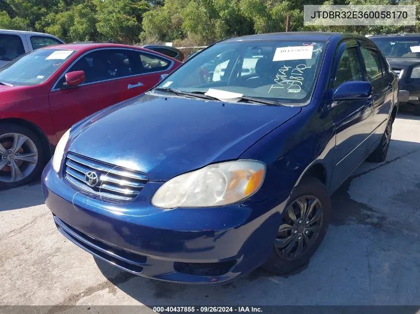 2006 Toyota Corolla Ce VIN: JTDBR32E360058170 Lot: 40437855