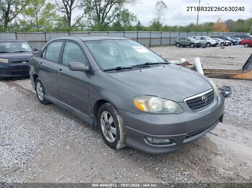 2006 Toyota Corolla S VIN: 2T1BR32E26C630240 Lot: 40465512