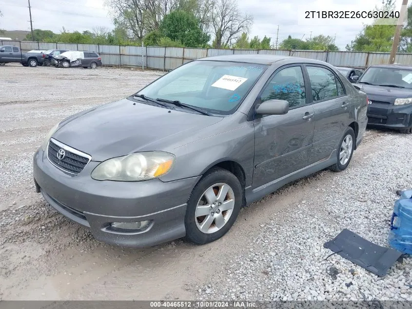 2006 Toyota Corolla S VIN: 2T1BR32E26C630240 Lot: 40465512