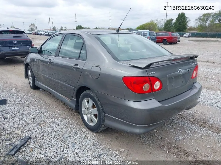 2006 Toyota Corolla S VIN: 2T1BR32E26C630240 Lot: 40465512