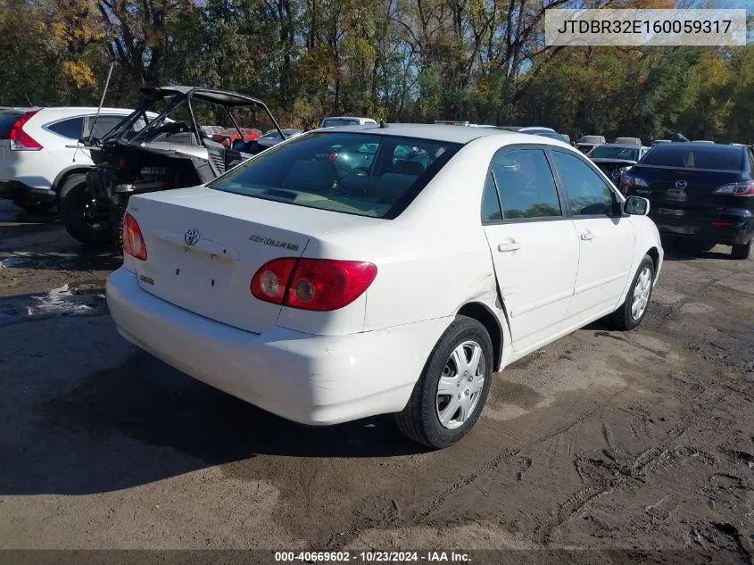 2006 Toyota Corolla Le VIN: JTDBR32E160059317 Lot: 40669602