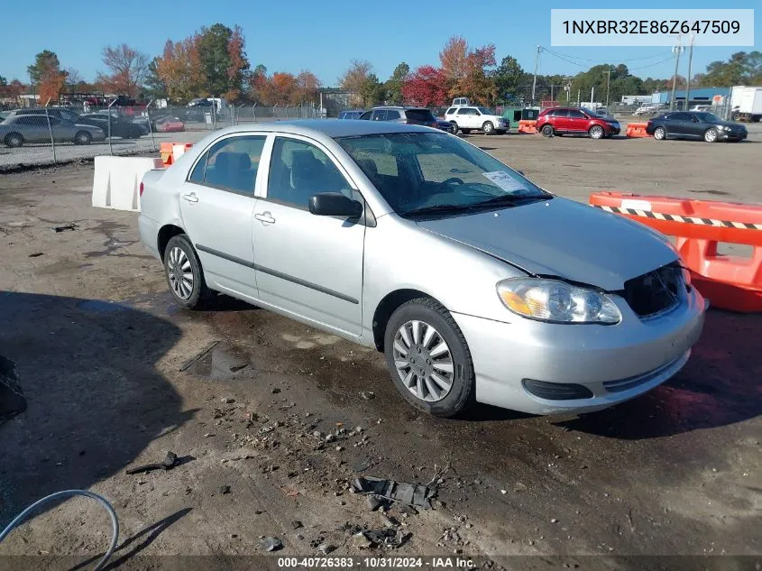 2006 Toyota Corolla Ce VIN: 1NXBR32E86Z647509 Lot: 40726383