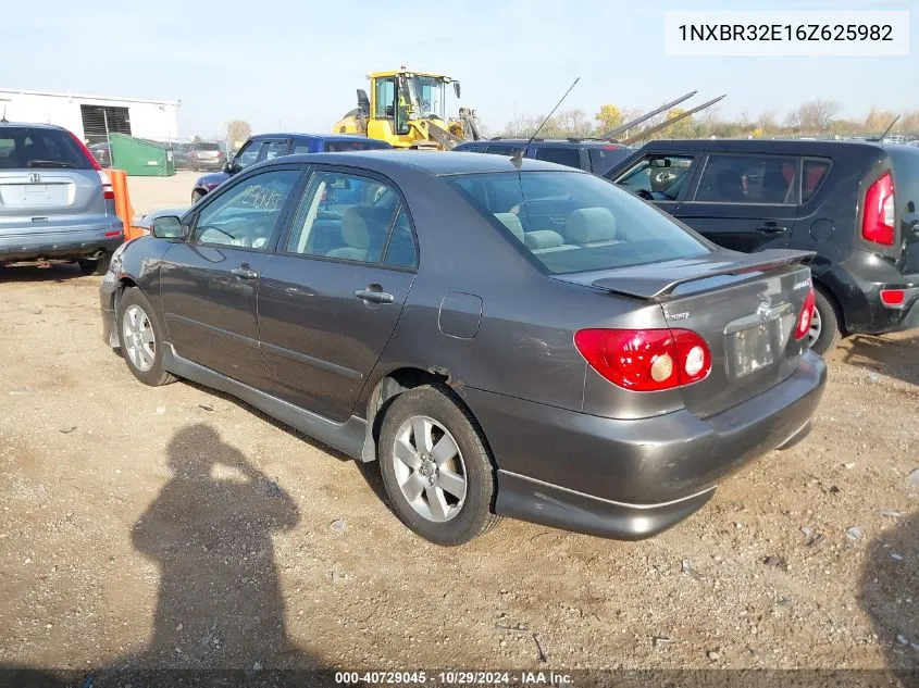 2006 Toyota Corolla S VIN: 1NXBR32E16Z625982 Lot: 40729045