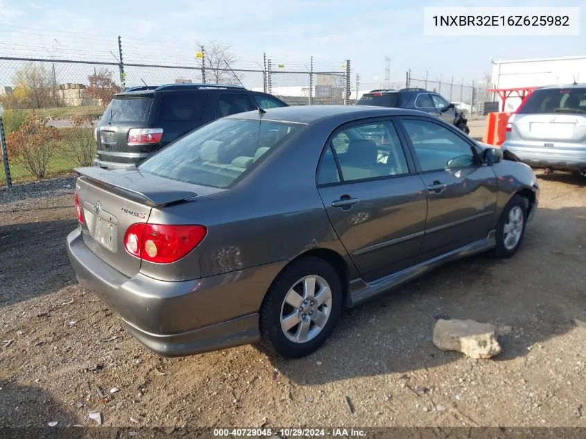 2006 Toyota Corolla S VIN: 1NXBR32E16Z625982 Lot: 40729045