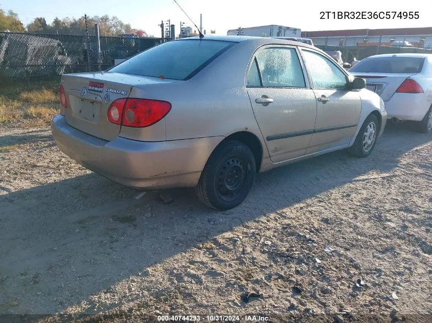 2006 Toyota Corolla Ce VIN: 2T1BR32E36C574955 Lot: 40744293