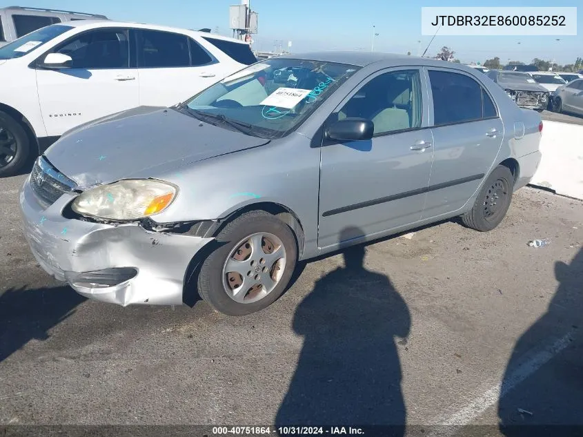 2006 Toyota Corolla Ce VIN: JTDBR32E860085252 Lot: 40751864