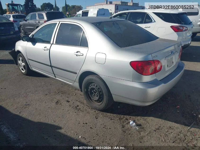 2006 Toyota Corolla Ce VIN: JTDBR32E860085252 Lot: 40751864