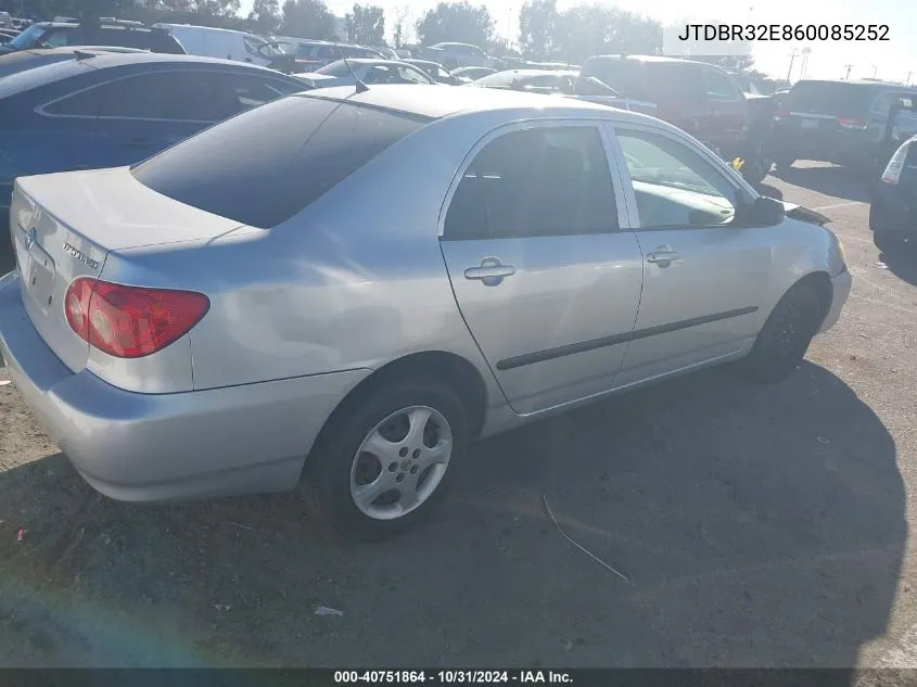 2006 Toyota Corolla Ce VIN: JTDBR32E860085252 Lot: 40751864