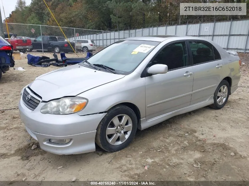 2006 Toyota Corolla S VIN: 2T1BR32E16C652018 Lot: 40755240