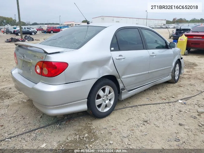 2006 Toyota Corolla S VIN: 2T1BR32E16C652018 Lot: 40755240