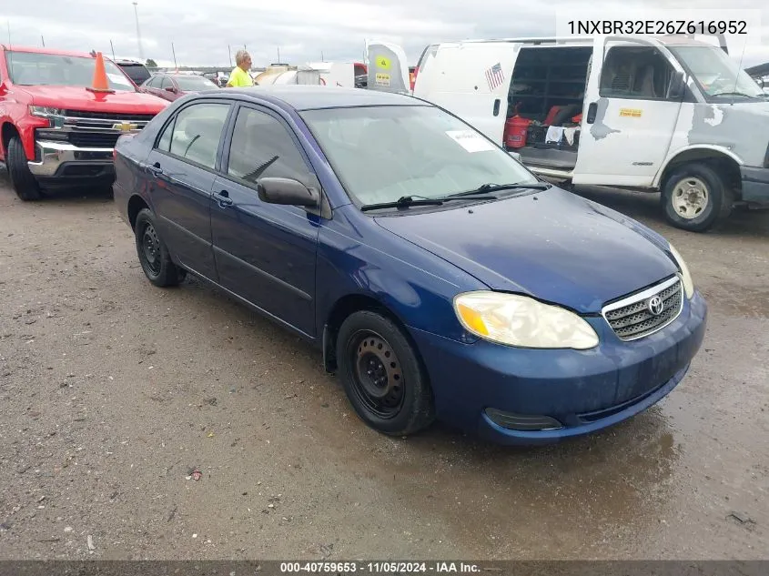 2006 Toyota Corolla Ce VIN: 1NXBR32E26Z616952 Lot: 40759653