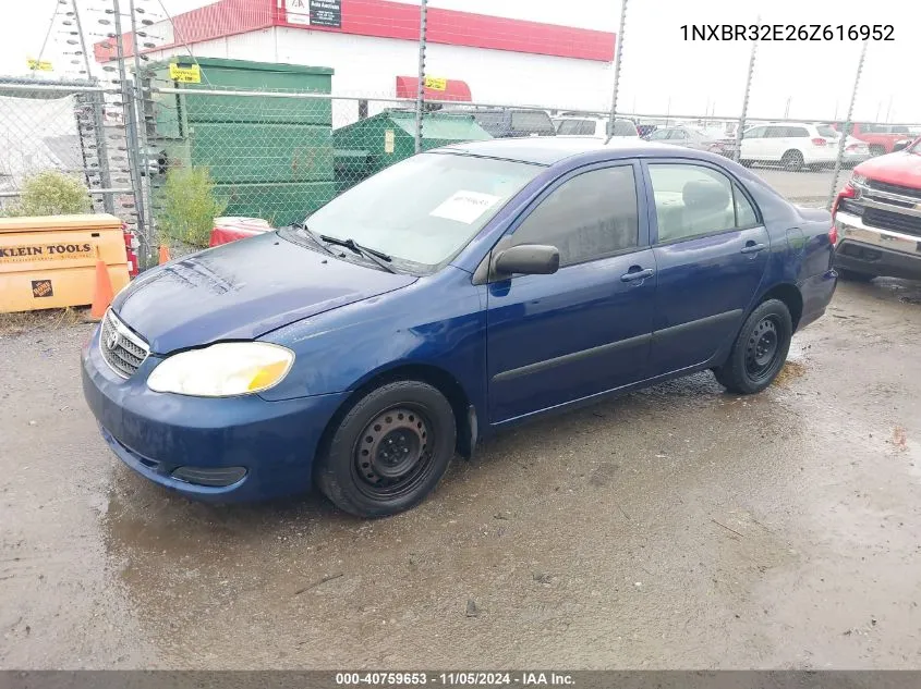 2006 Toyota Corolla Ce VIN: 1NXBR32E26Z616952 Lot: 40759653