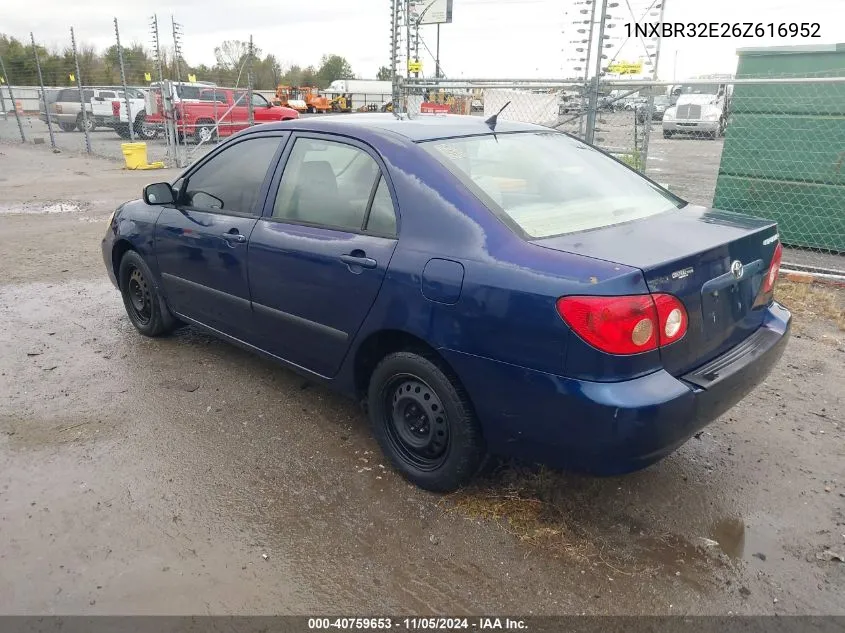 2006 Toyota Corolla Ce VIN: 1NXBR32E26Z616952 Lot: 40759653