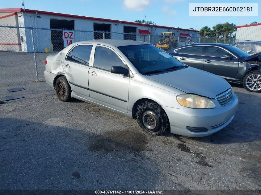 2006 Toyota Corolla Ce VIN: JTDBR32E660062181 Lot: 40761142