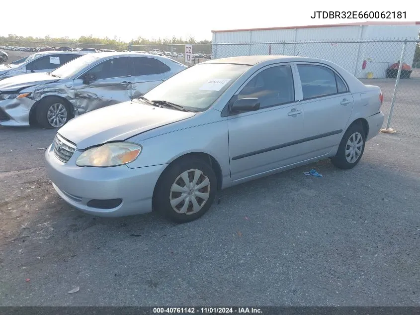 2006 Toyota Corolla Ce VIN: JTDBR32E660062181 Lot: 40761142