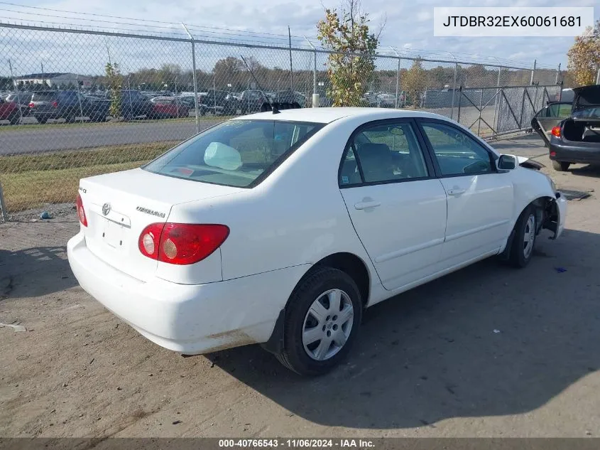 2006 Toyota Corolla Le VIN: JTDBR32EX60061681 Lot: 40766543