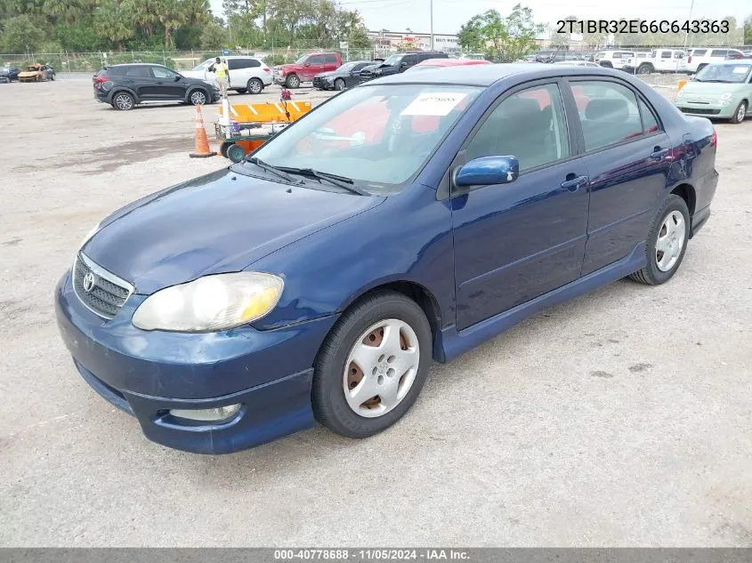 2006 Toyota Corolla S VIN: 2T1BR32E66C643363 Lot: 40778688