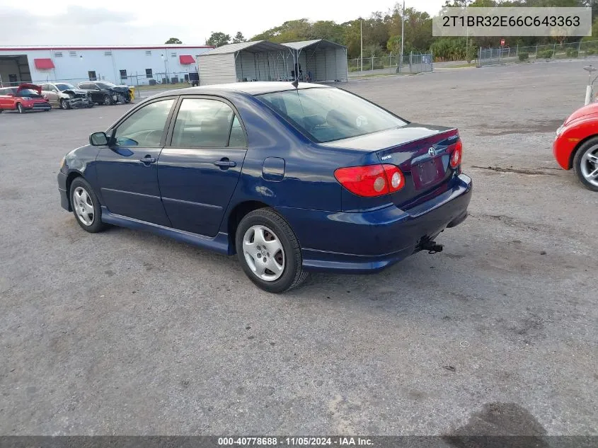 2006 Toyota Corolla S VIN: 2T1BR32E66C643363 Lot: 40778688