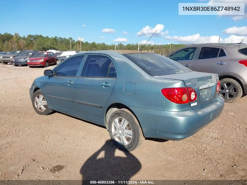 1NXBR30E86Z748942 2006 Toyota Corolla Ce