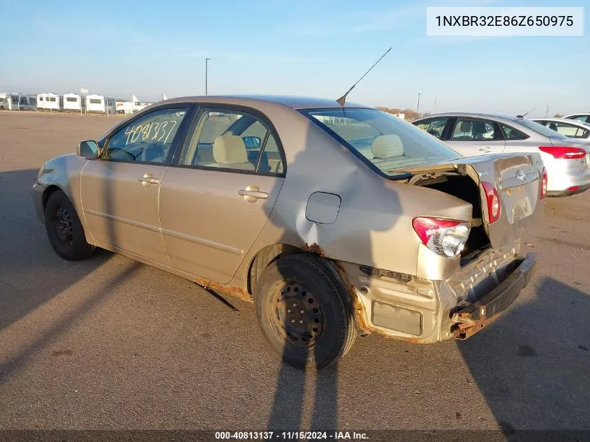 2006 Toyota Corolla Le VIN: 1NXBR32E86Z650975 Lot: 40813137