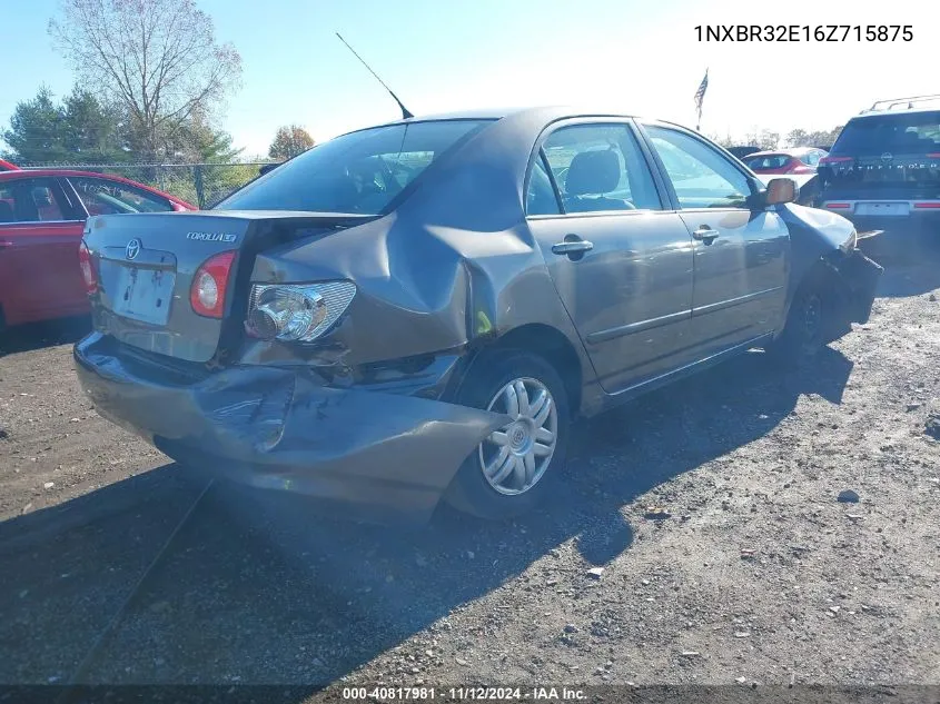 2006 Toyota Corolla Le VIN: 1NXBR32E16Z715875 Lot: 40817981