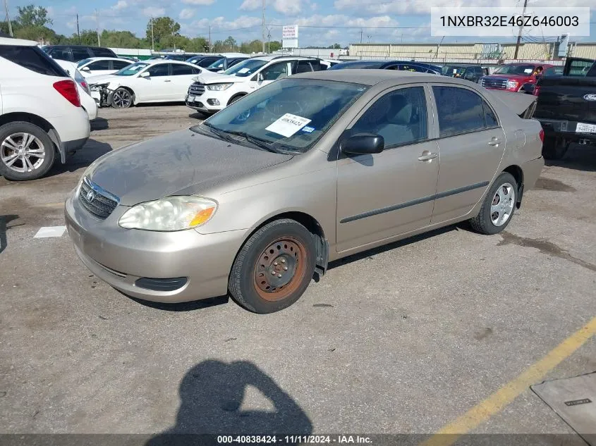 2006 Toyota Corolla Ce VIN: 1NXBR32E46Z646003 Lot: 40838424