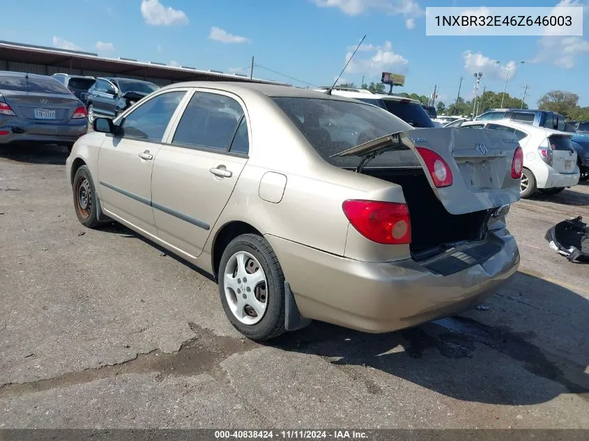 2006 Toyota Corolla Ce VIN: 1NXBR32E46Z646003 Lot: 40838424