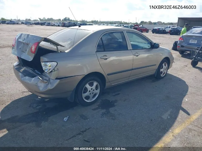 2006 Toyota Corolla Ce VIN: 1NXBR32E46Z646003 Lot: 40838424