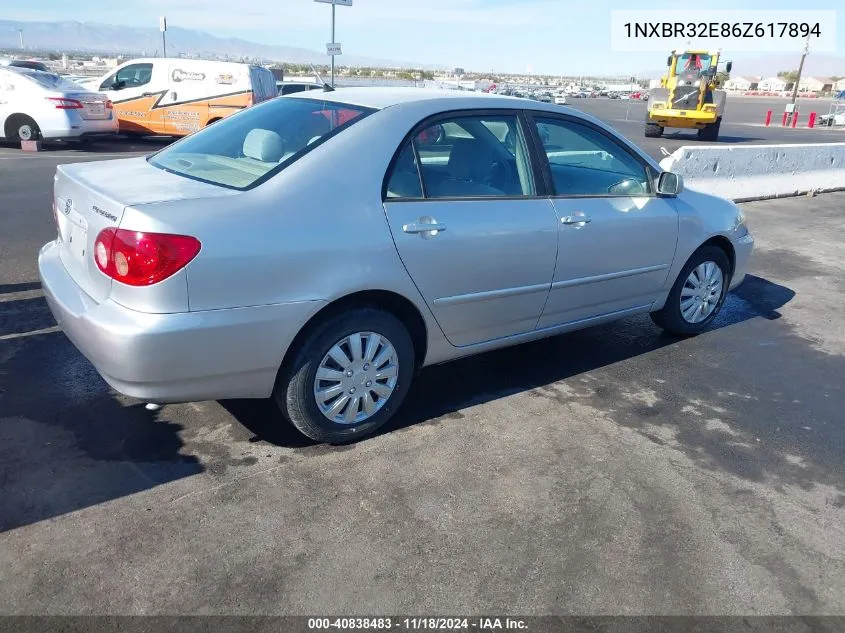 2006 Toyota Corolla Le VIN: 1NXBR32E86Z617894 Lot: 40838483