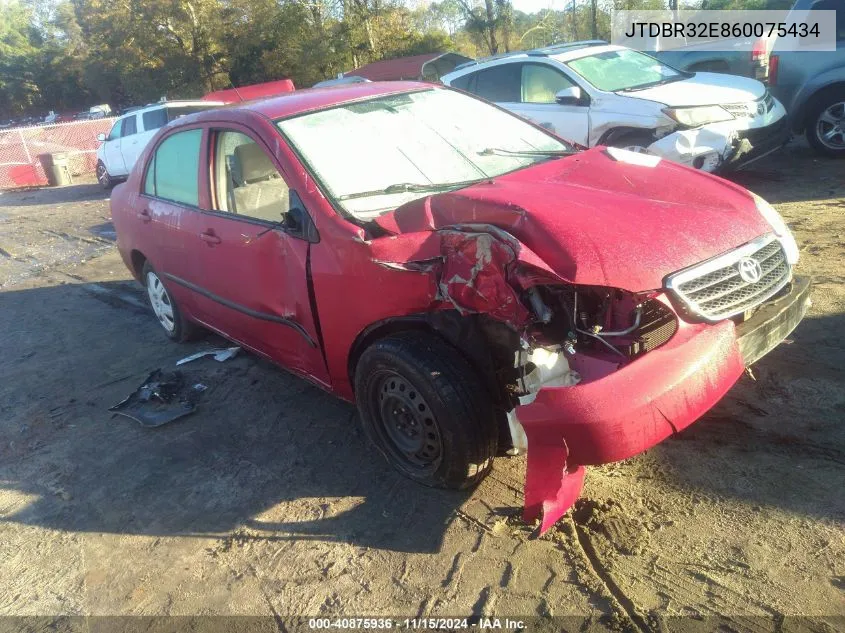 2006 Toyota Corolla Ce VIN: JTDBR32E860075434 Lot: 40875936