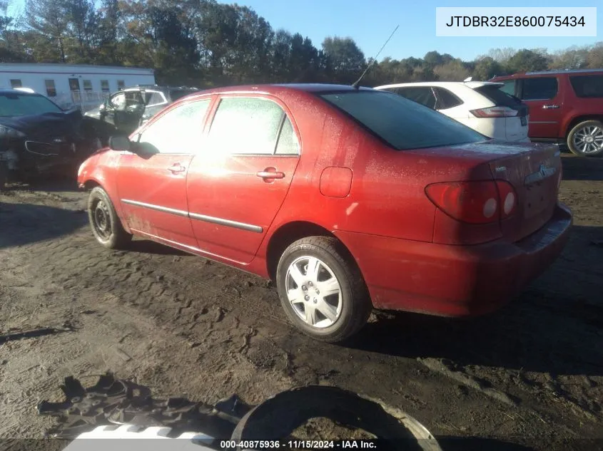 2006 Toyota Corolla Ce VIN: JTDBR32E860075434 Lot: 40875936