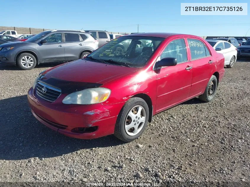 2007 Toyota Corolla Ce/Le/S VIN: 2T1BR32E17C735126 Lot: 12104020