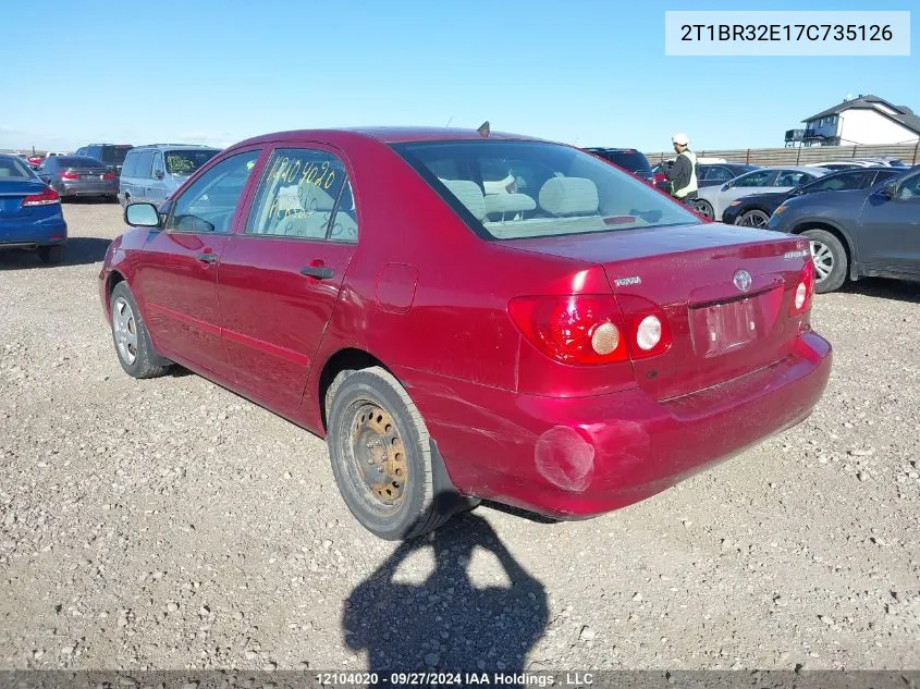 2007 Toyota Corolla Ce/Le/S VIN: 2T1BR32E17C735126 Lot: 12104020