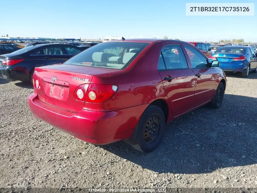 2007 Toyota Corolla Ce/Le/S VIN: 2T1BR32E17C735126 Lot: 12104020