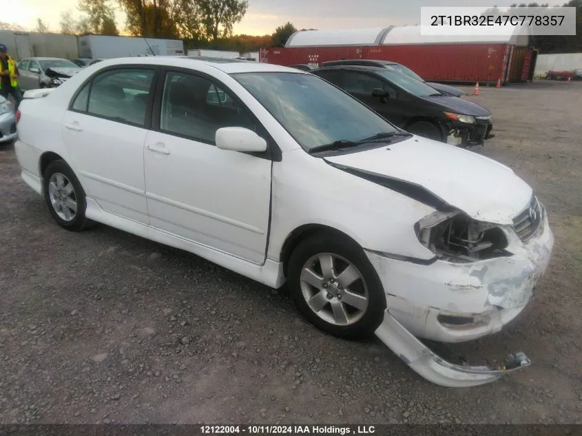 2007 Toyota Corolla Ce/Le/Sport VIN: 2T1BR32E47C778357 Lot: 12122004