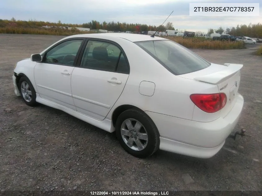 2007 Toyota Corolla Ce/Le/Sport VIN: 2T1BR32E47C778357 Lot: 12122004