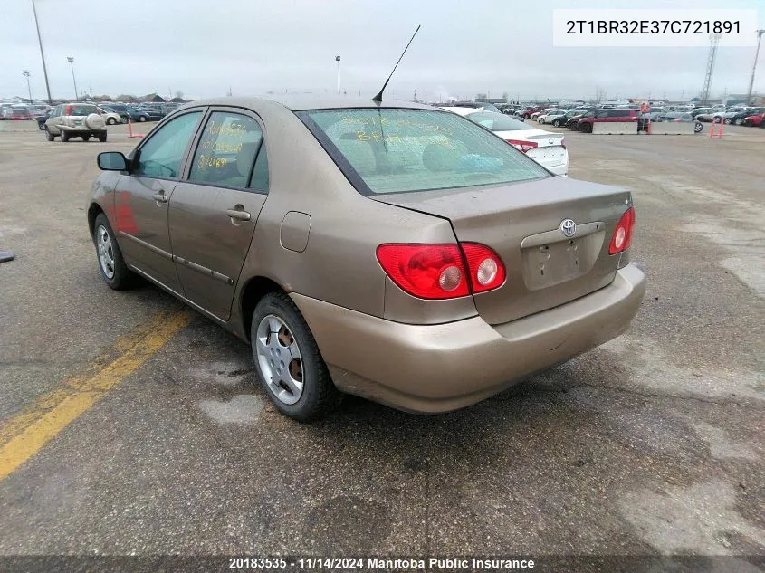 2007 Toyota Corolla Ce VIN: 2T1BR32E37C721891 Lot: 20183535