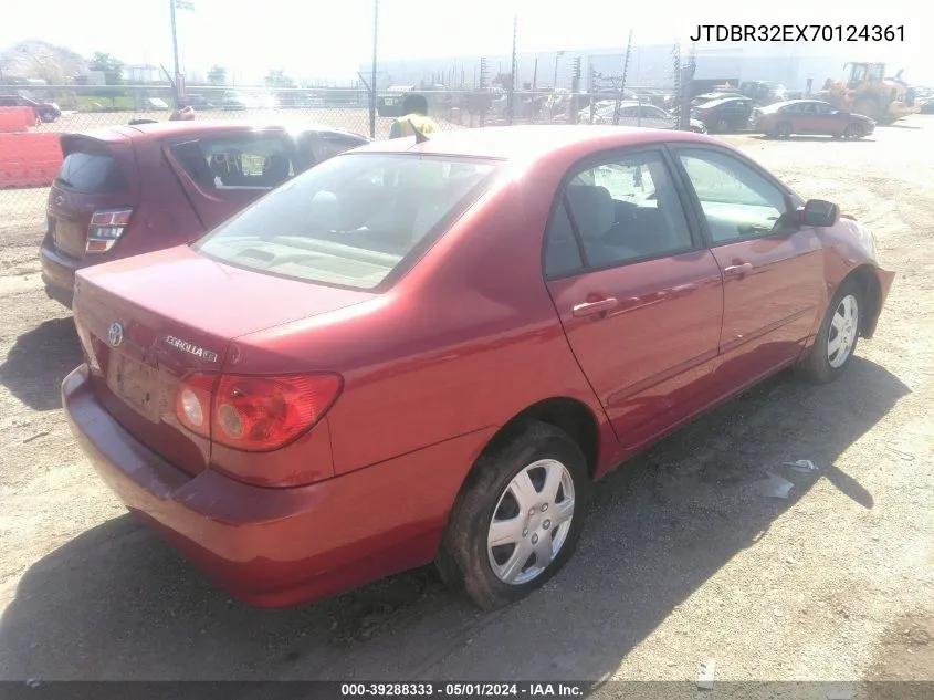 2007 Toyota Corolla Le VIN: JTDBR32EX70124361 Lot: 39288333