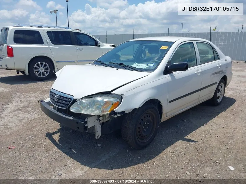 2007 Toyota Corolla Ce VIN: JTDBR32E170105715 Lot: 39897493