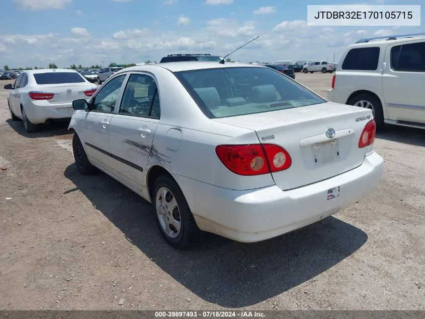 2007 Toyota Corolla Ce VIN: JTDBR32E170105715 Lot: 39897493