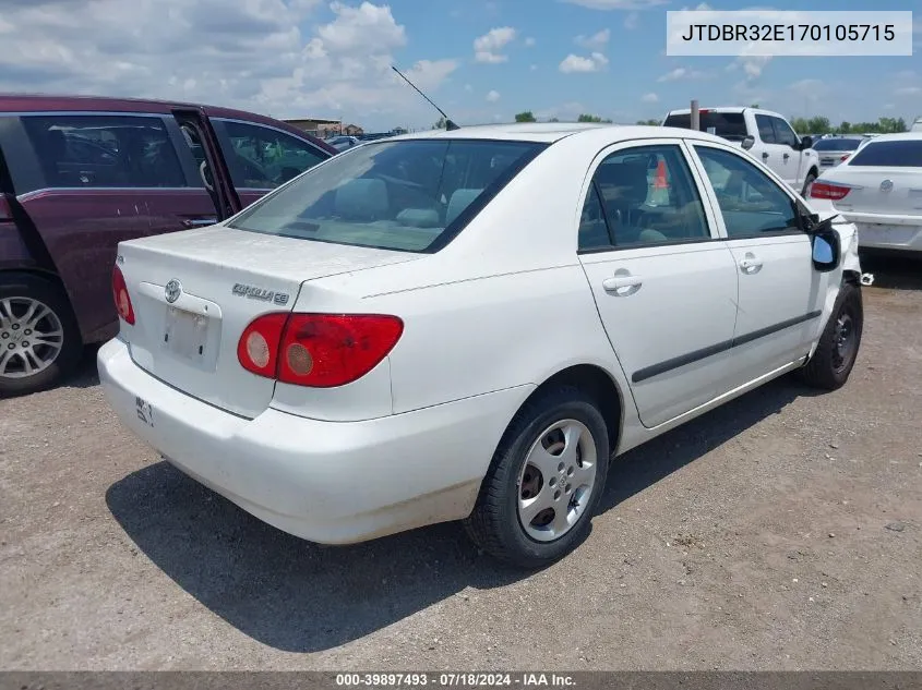 2007 Toyota Corolla Ce VIN: JTDBR32E170105715 Lot: 39897493