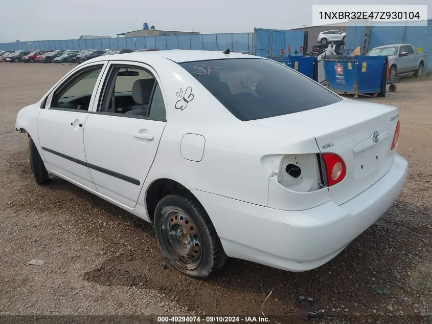 2007 Toyota Corolla Ce VIN: 1NXBR32E47Z930104 Lot: 40294074