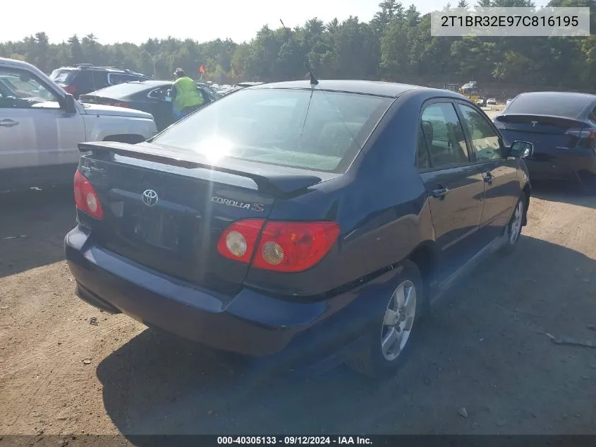 2007 Toyota Corolla S VIN: 2T1BR32E97C816195 Lot: 40305133