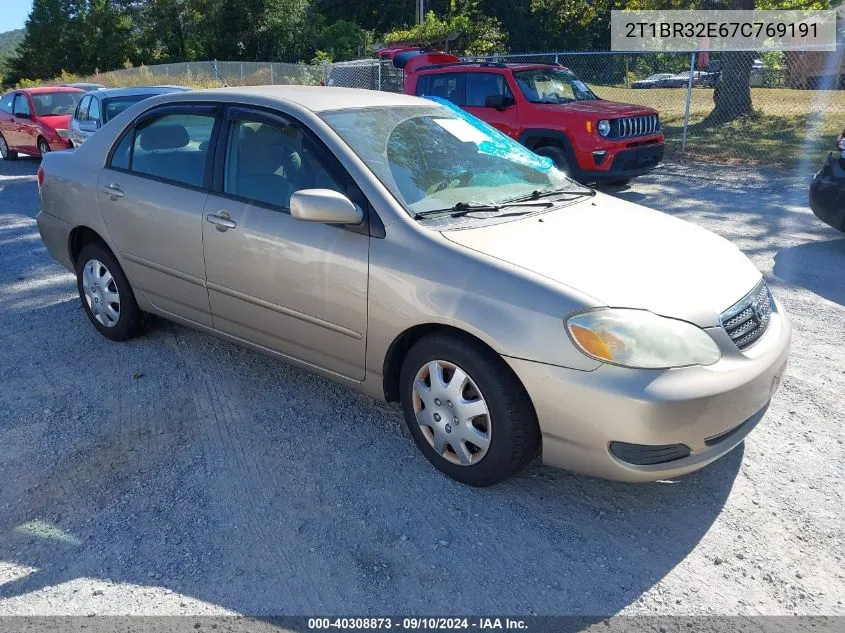 2007 Toyota Corolla Le VIN: 2T1BR32E67C769191 Lot: 40308873