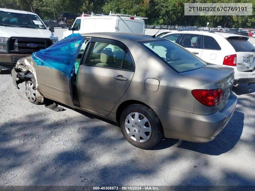 2007 Toyota Corolla Le VIN: 2T1BR32E67C769191 Lot: 40308873