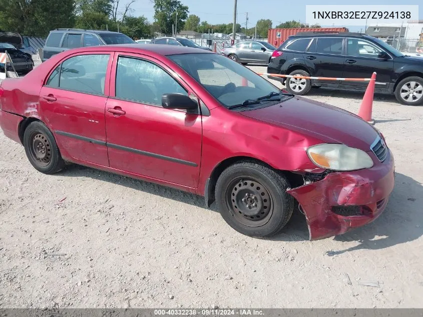 2007 Toyota Corolla Ce VIN: 1NXBR32E27Z924138 Lot: 40332238